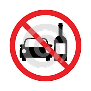 Vector don`t drink and drive pictogram sign, Prohibition symbol, Simple flat design illustration.