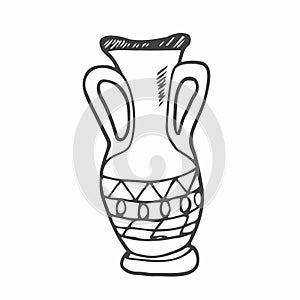vector doodle ancient Greek vases or pottery on white background