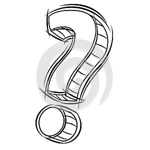Vector Doodle of Black and White Question Mark Icon
