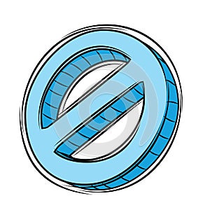Vector Doodle of Blue stop or warning Icon