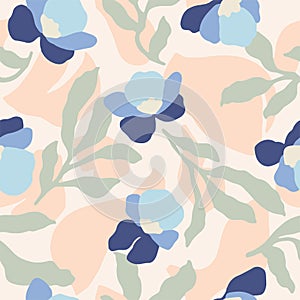 Vector doodle flower illustration seamless repeat pattern