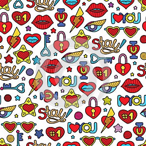 Vector doodle girly party seamless pattern, texture or background