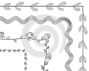 Vector Doodle Hand Drawn Frames Set, Black Drawings.