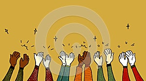 vector doodle hand drawn of hands clapping