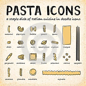 Vector Doodle Pasta Icons