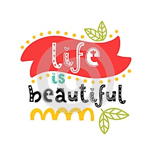 Vector doodle poster with phrase and decor elements