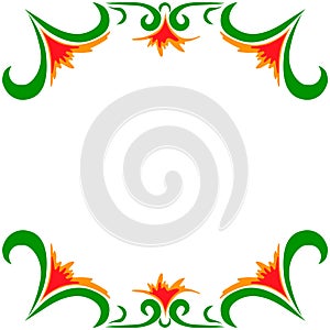 Vector doodle red flowers frame