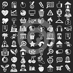 Vector doodle set with business signs, icons