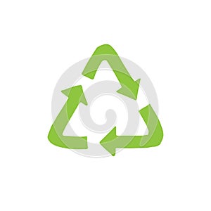Vector doodle sketch triangle green recycle symbol