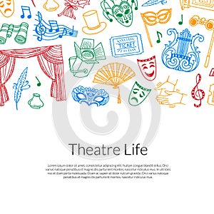 Vector doodle theatre background illustration