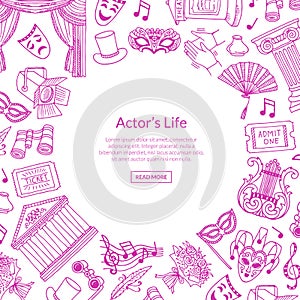 Vector doodle theatre elements background illustration photo