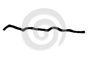 Vector doodle wave. Black curved brush stroke