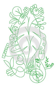 Vector doodlle ecologic concept for green life and world
