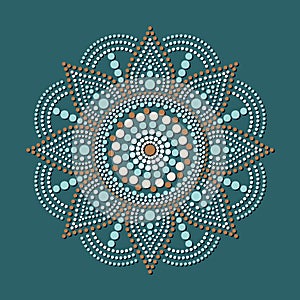 Vector dot painting mandalas. Aboriginal style of dot painting. Floral motif.