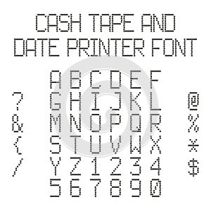 Vector dotted alphabet imitating data printer or cash register