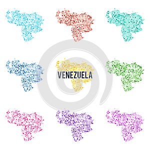 Vector dotted colourful map of Venezuela.