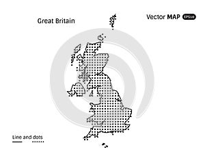 Vector Dotted Greit Britain Map