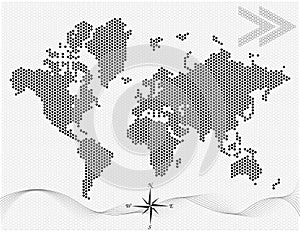 Vector dotted world map - Black