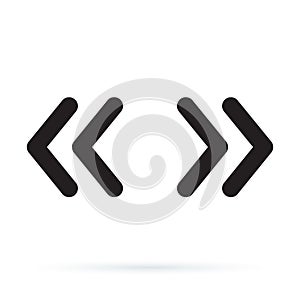 Vector double rounded chevron arrows. Fast forward, skip or next and previous sidebar tab icon. photo