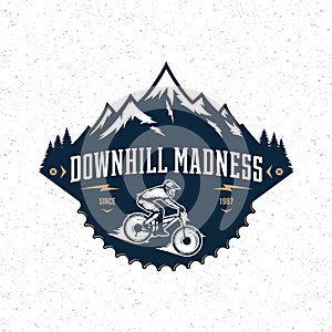 Vector downhill mountain biking badge design