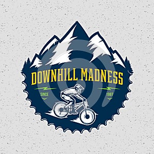 Vector downhill mountain biking badge design