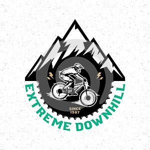 Vector downhill mountain biking badge design