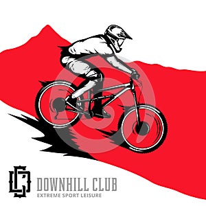 Vector downhill mountain biking design illustration