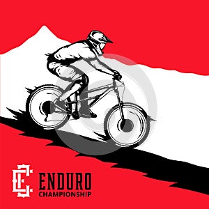 Vector downhill mountain biking design illustration