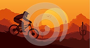 Vector downhill mountain biking illustration