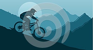 Vector downhill mountain biking illustration