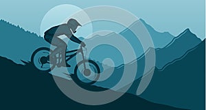 Vector downhill mountain biking illustration photo