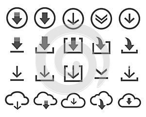 Vector download icon on white background photo