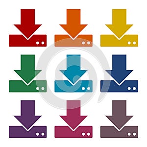 Vector download to hdd icons set