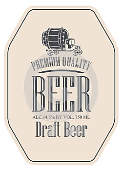 Vector draft beer label with truck car