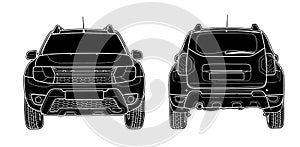 Vector draw of modern car technical draw