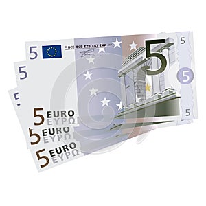 Vector drawing of a 3x5 Euro bills