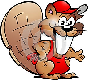 Vector drawing of an Beaver Serving Guests