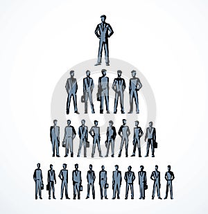 Vector drawing. Business pyramid of employees