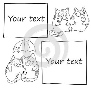 Vector drawing cats on a white background
