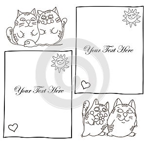 Vector drawing cats on a white background