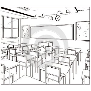 Vector drawing of a class room