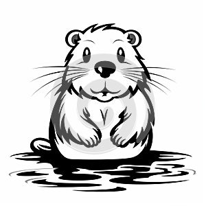 Eye-catching Black And White Beaver Illustration In Flickr Style photo