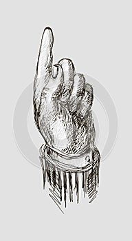 Vector drawing hand with index finger pointing up.