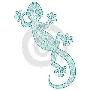 Vector drawing of a lizard gecko with ethnic patterns