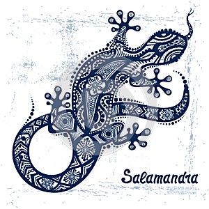 Vector drawing of a lizard or salamander