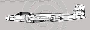 Avro Canada CF-100 Mk3 Canuck. Vector drawing of long-range interceptor aircraft.