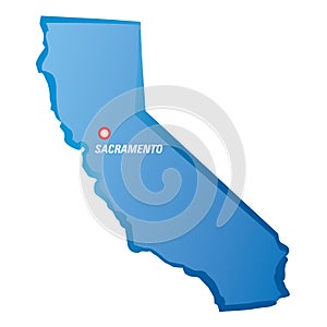 Vector drawing map of California and Sacramento