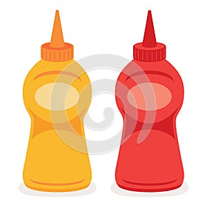 Vector Drawing Of Mayonnaise And Ketchup