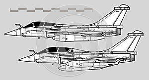 Dassault Rafale. Vector drawing of modern multirole fighter. photo