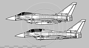 Eurofighter Typhoon. Vector drawing of modern multirole fighter. photo